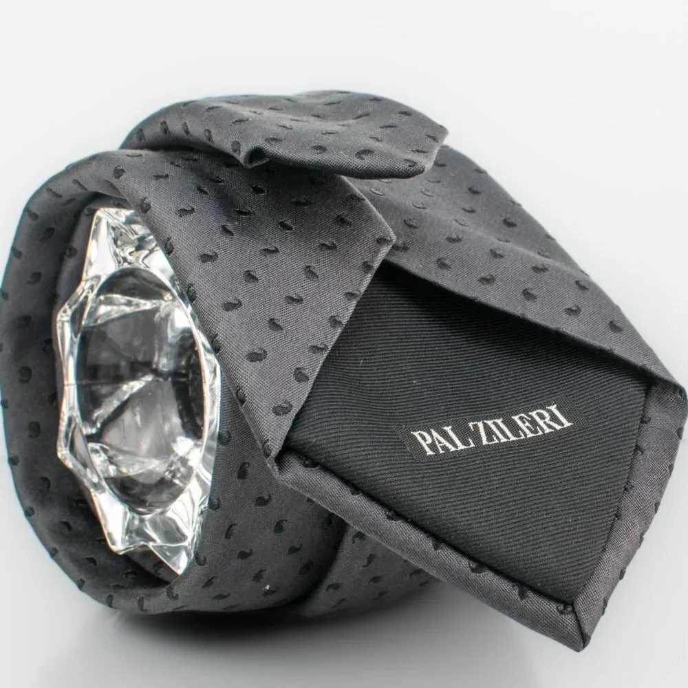 PAL ZILERI 100% Silk Tie | Gray with Black Accents | Designer Menswear
